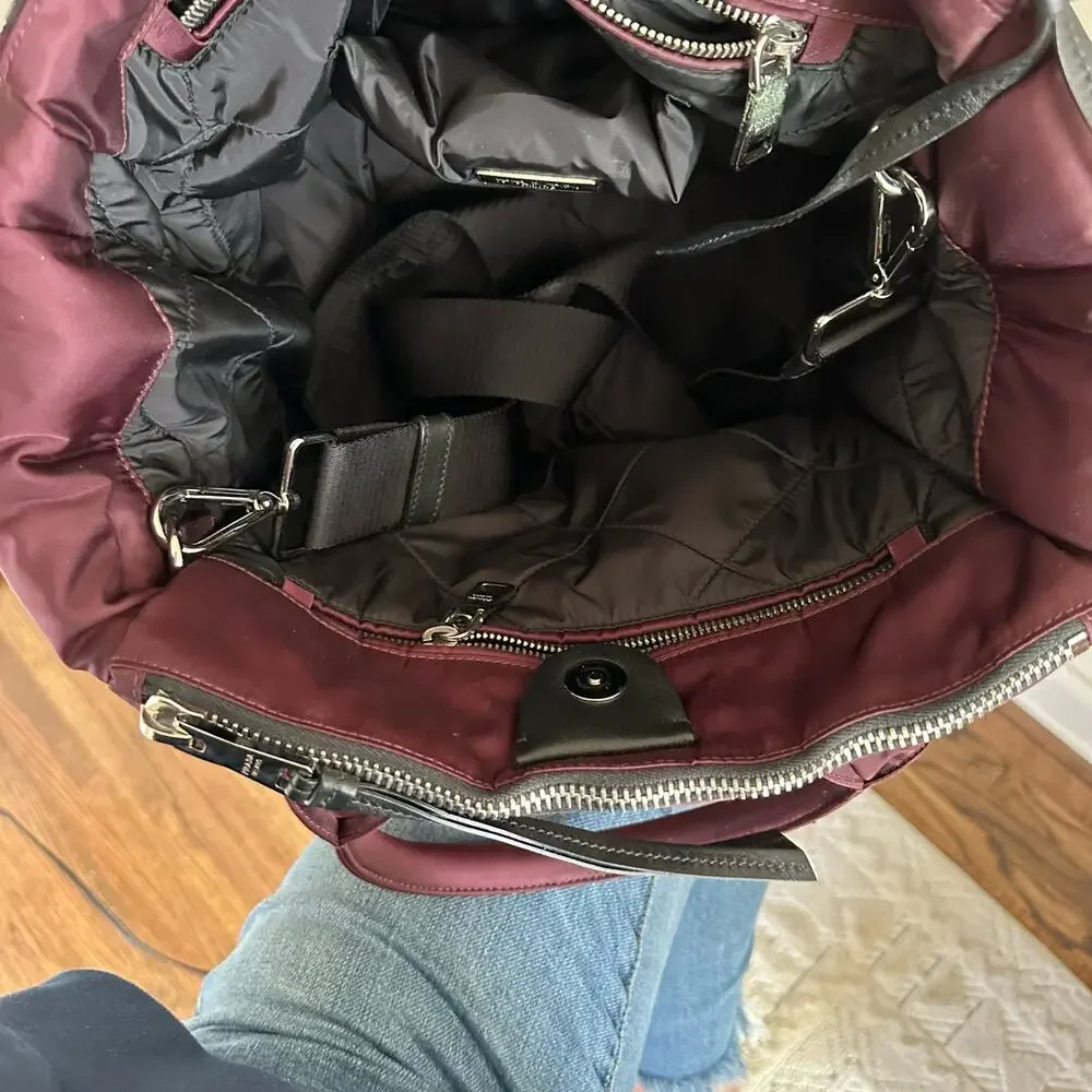PRADA Tessuto Padded Hand Bag & Crossbody Wine Red
